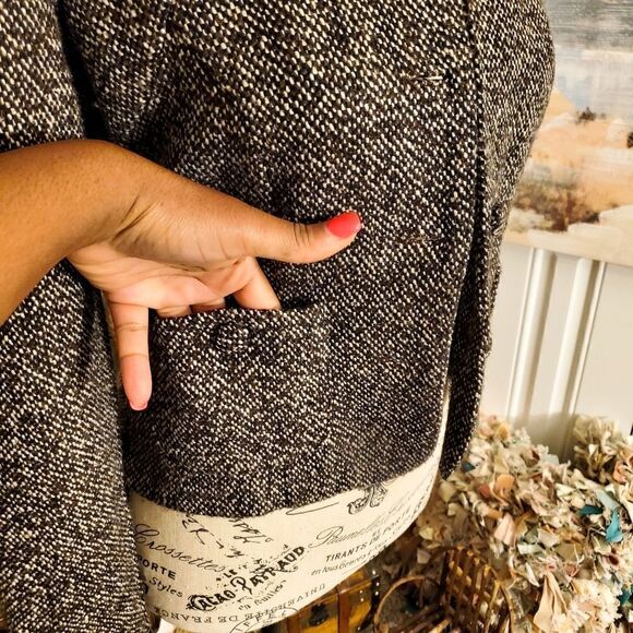 Lux Tweed Military Style Wool Blend Statement Blazer Jacket Xs - Picture 5 of 10